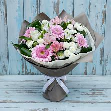 Букет цветов из:  Герберы, Альстромерии и Хризантемы #REPLACE_PRED# Мендюкино