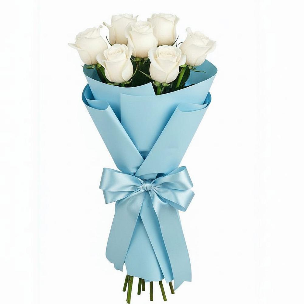Букет 7 белых роз Проуд в Мендюкино