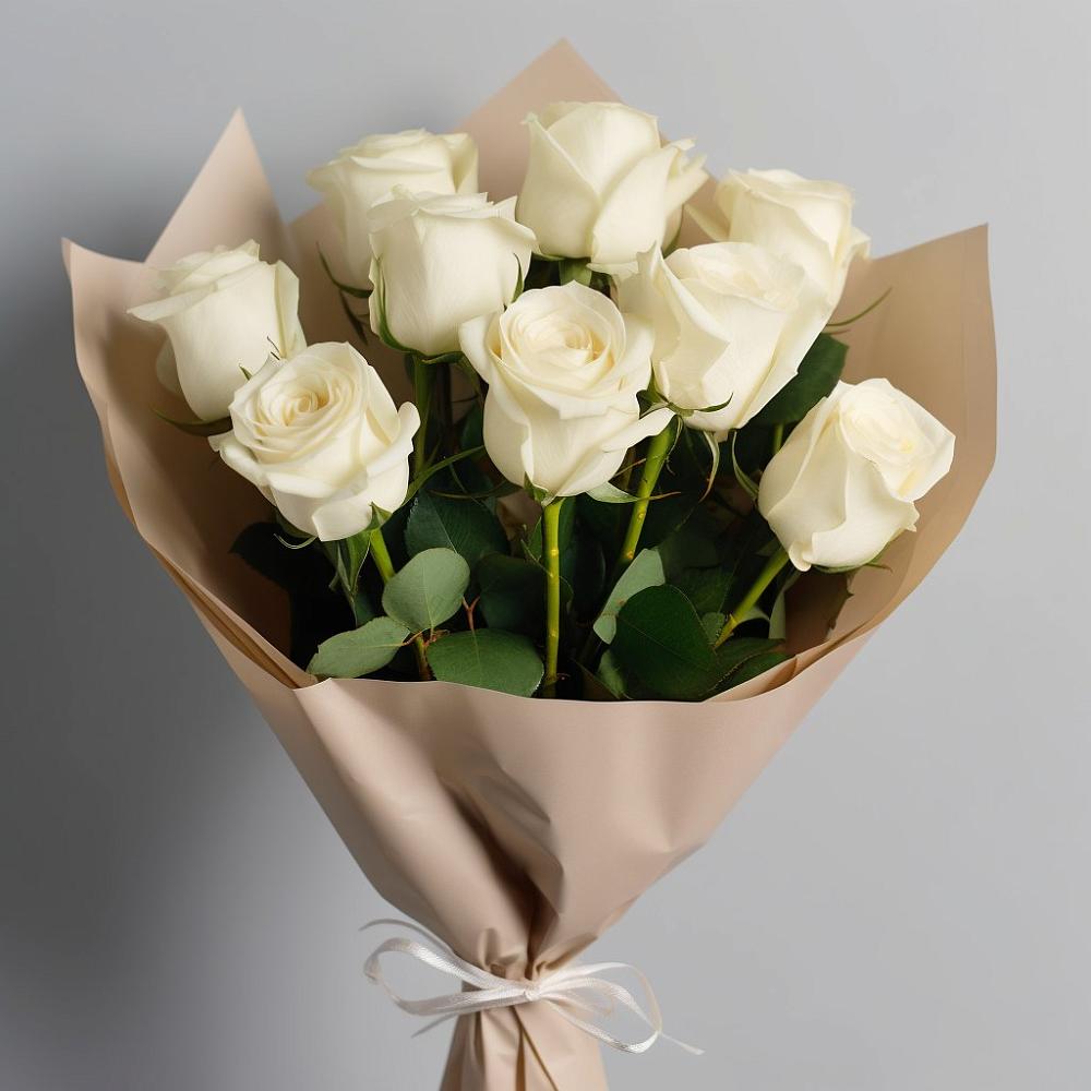 Букет 9 Белых роз Эдлесс Лав в Мендюкино