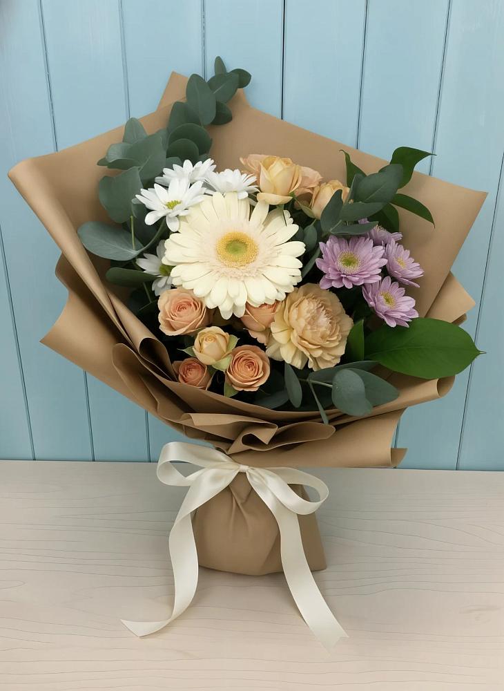 Букет цветов из: Герберы и Хризантемы в Мендюкино