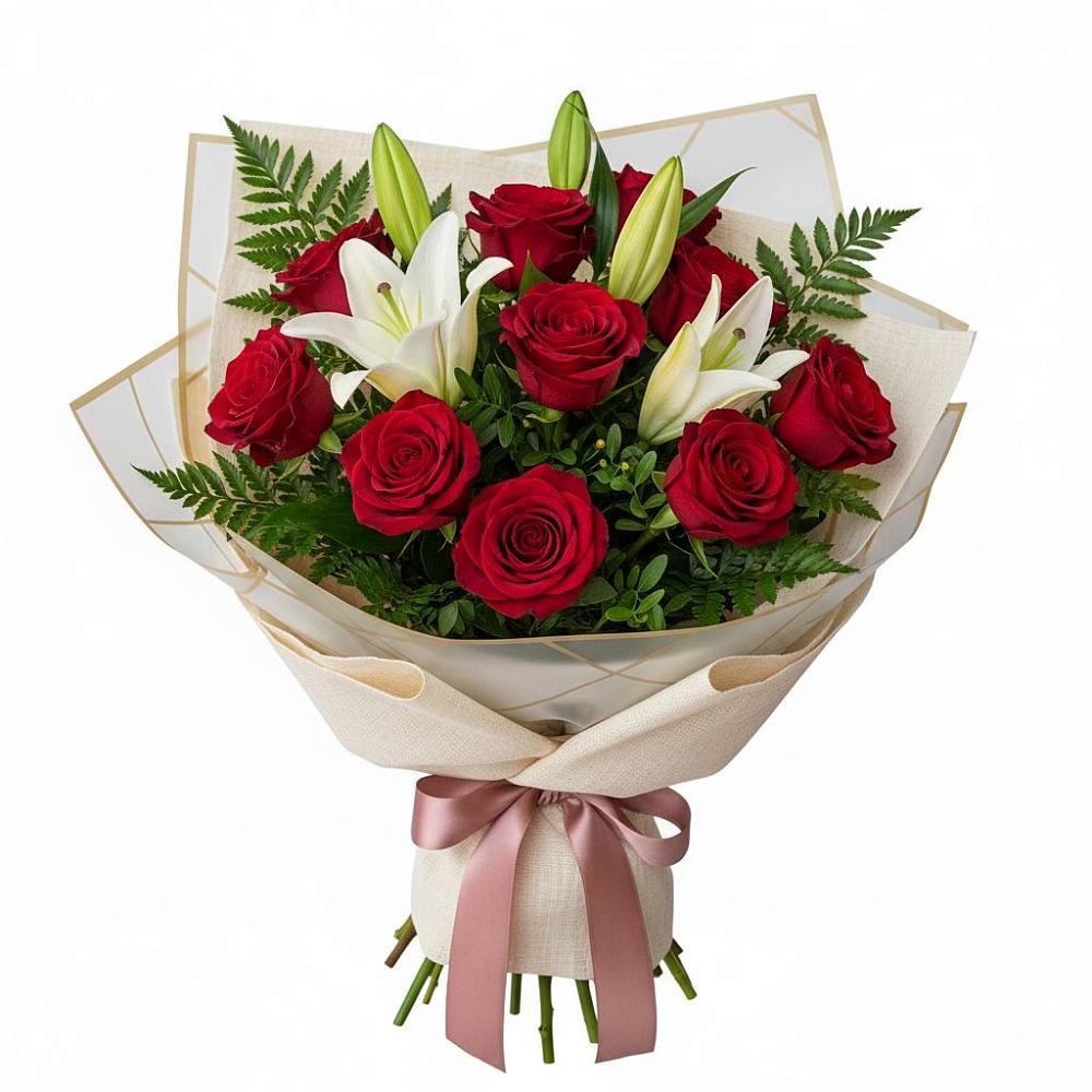 Букет цветов из: Лилии и Розы в Мендюкино