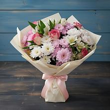 Букет цветов из:  Хризантемы, Альстромерии и Розы в Мендюкино